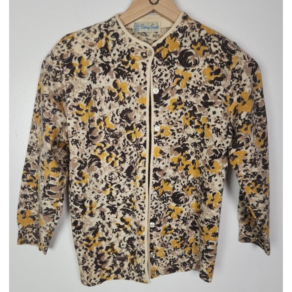Vintage Sidney Gould Women's Sz. S 3/4 Sleeve Button Up Floral Cardigan